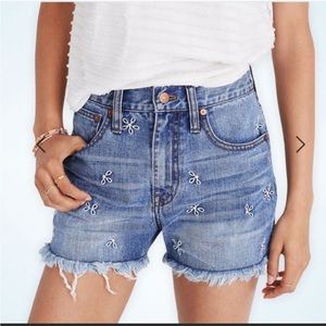 Madewell Daisy Embroidered Jean Shorts